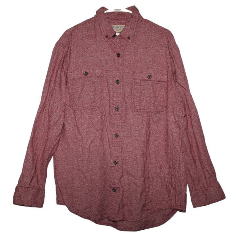 Mens Duluth Trading Co Red White Cotton Button Down Long Sleeve Shirt Size Large